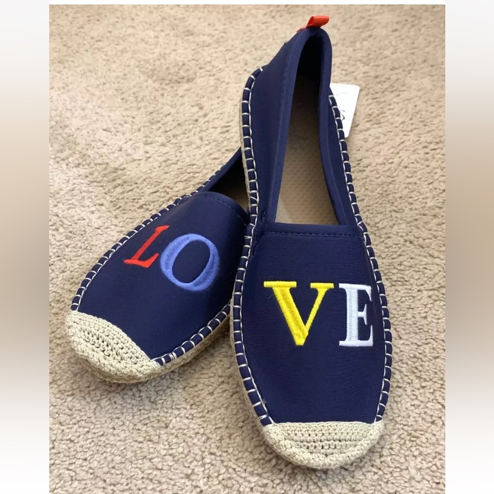 NWT Sea Star Beachwear Embroidered LOVE Espadrilles Shoes Size-W10